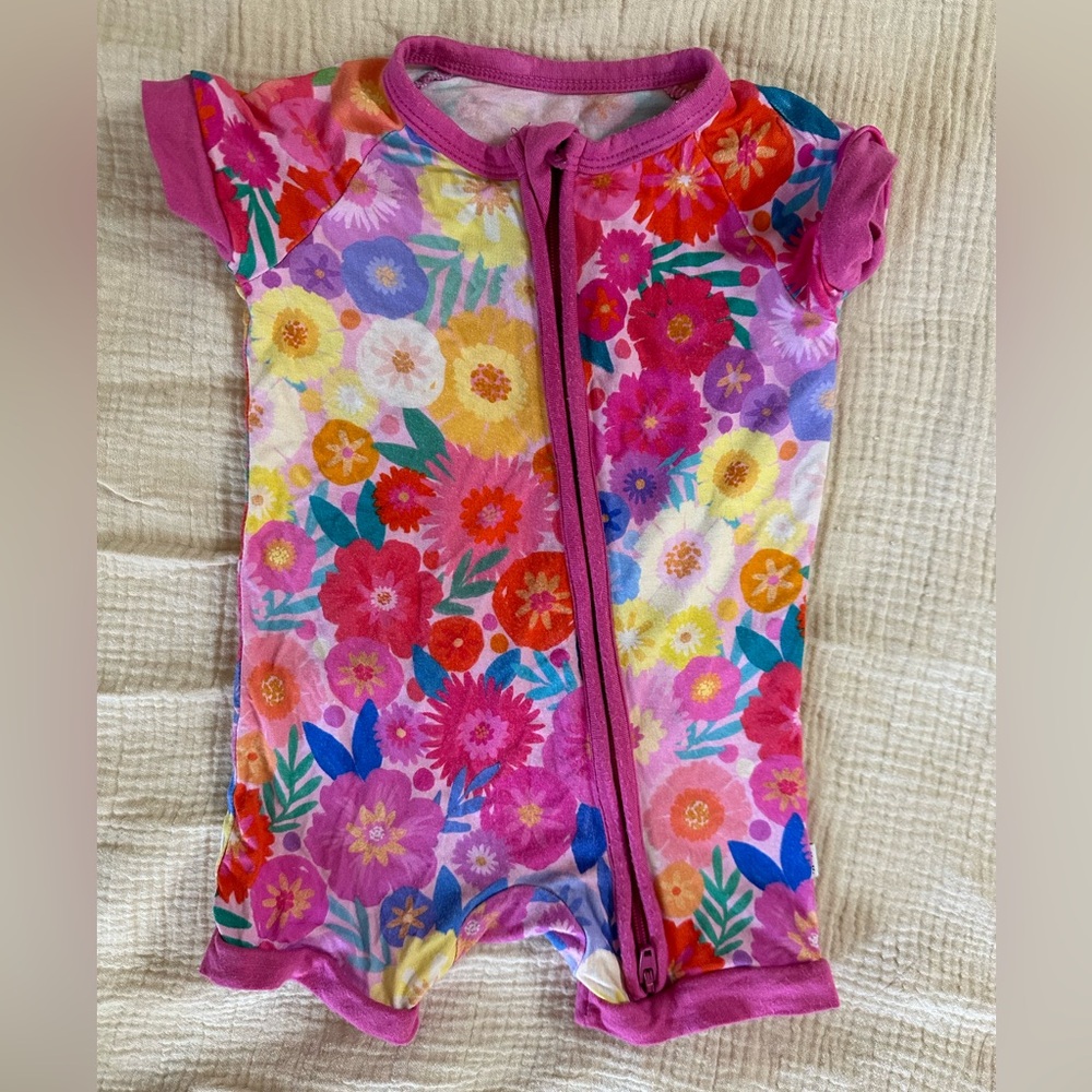 SOLD OUT - Little Sleepies Rainbow Blooms Zippy Shorty, 0-3m